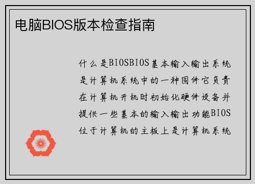电脑BIOS版本检查指南